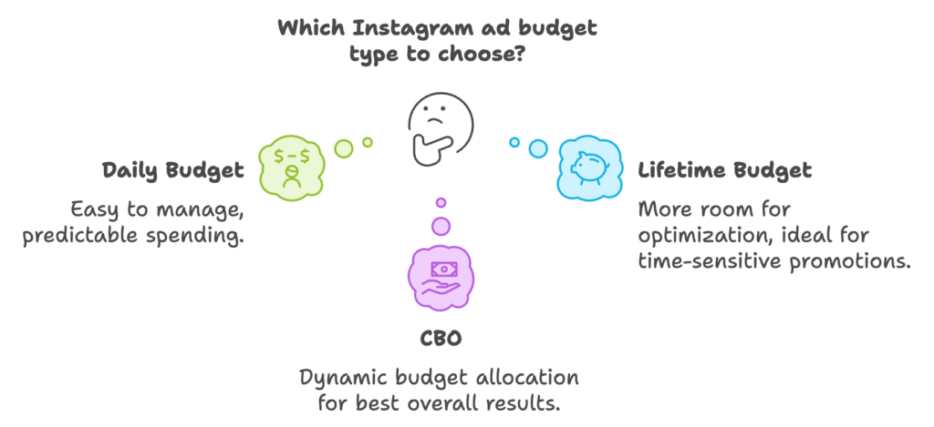 Meta Campaign Budget for Instagram Ads choices 